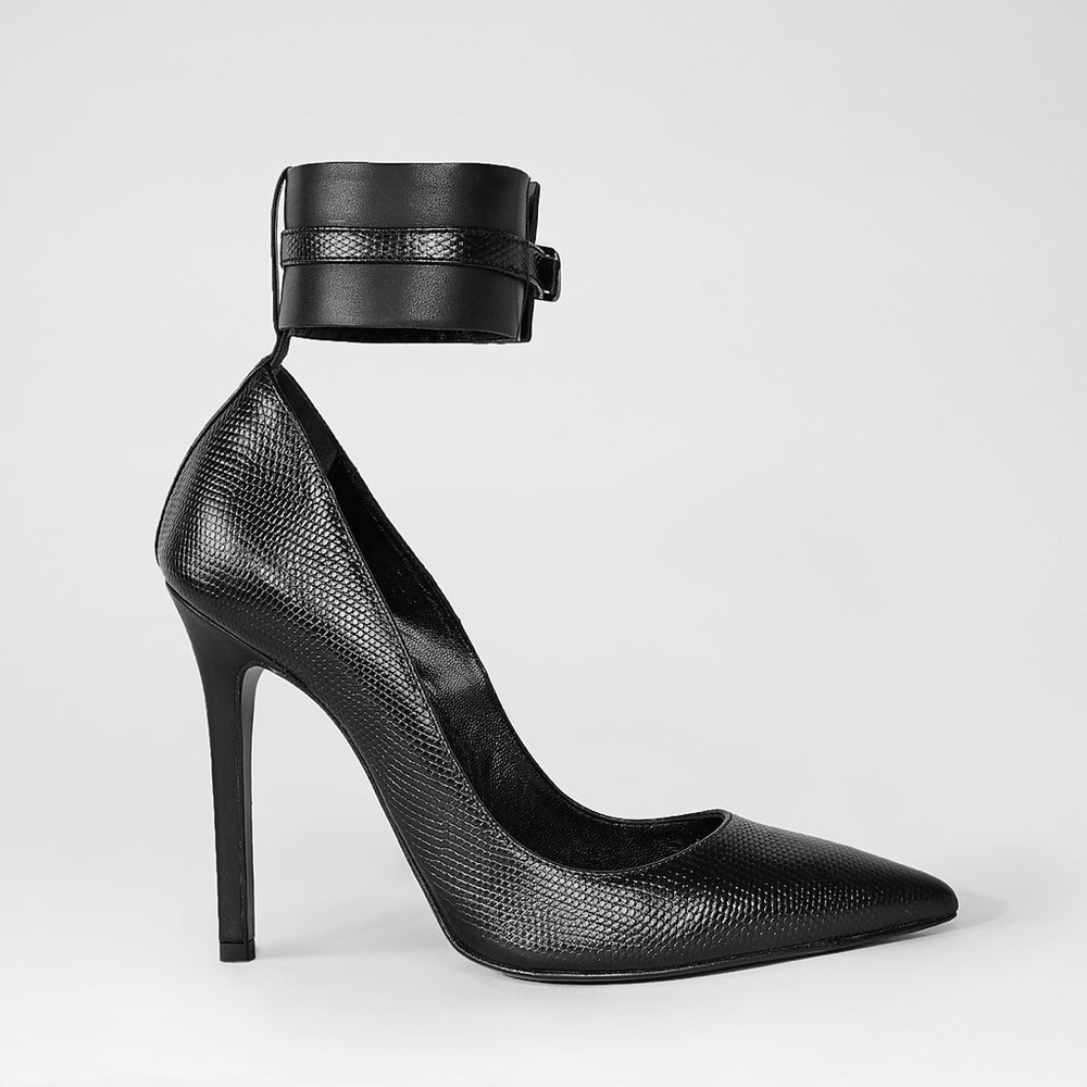 ALL SAINTS Leather Ankle Cuff Pointed Toe Textured high heels Women’s size 7